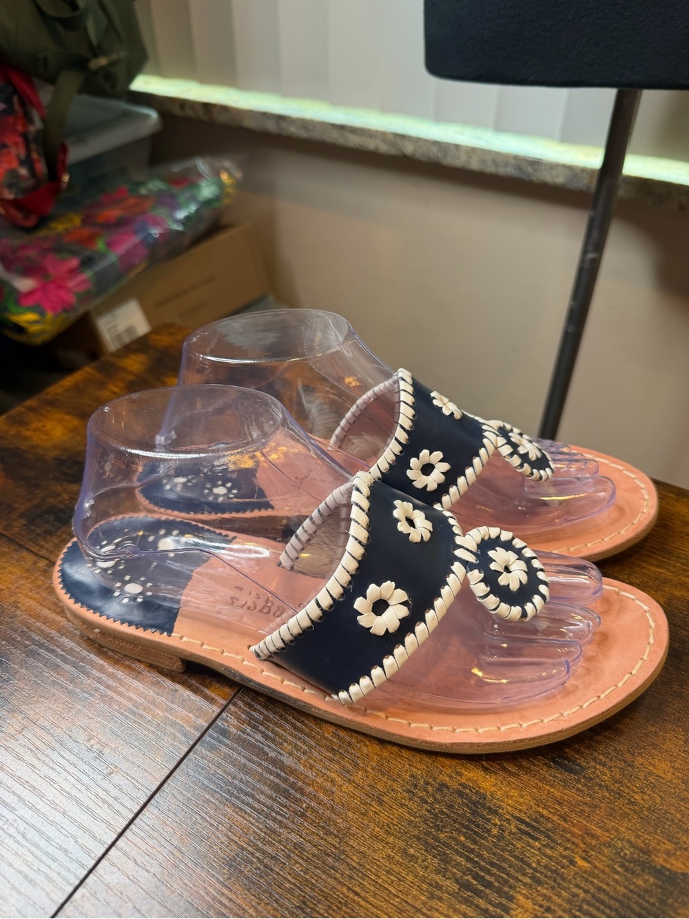 Jack Rogers Heritage Jacks II Flat Navy White Nautical Sandals Size 9